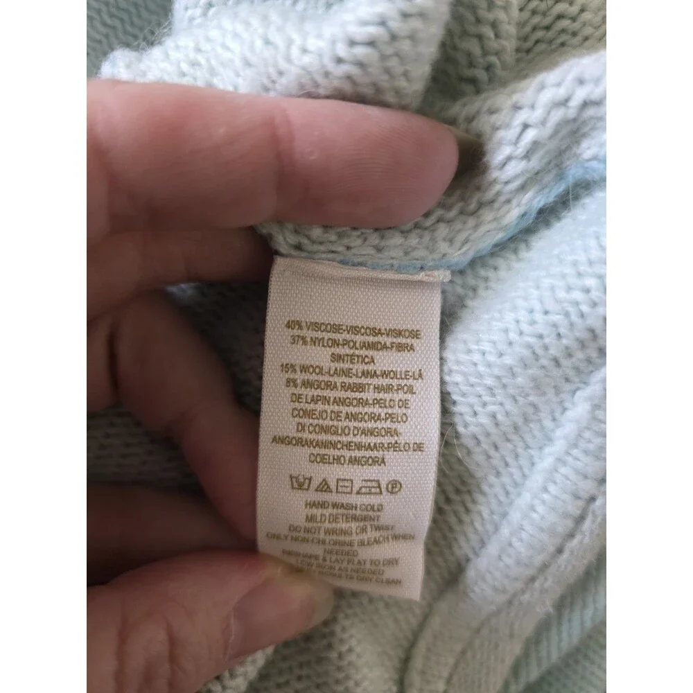 Free People Flower Bomb Angora Wool Slouchy Sweater Top Green Blue Womens Small - Picture 4 of 4